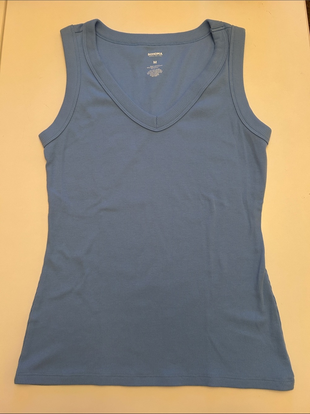 NWOT Lot of 2 Sonoma Ribbed V-Neck Tank Tops in Pink & Blue - Picture 4 of 4